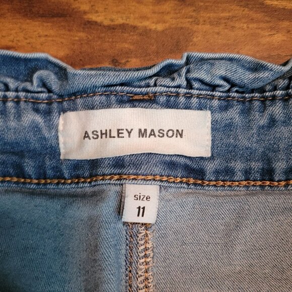 Ashley Mason Jeans Women 4 Paper Bag Ruffle Waist Pleated Mid Rise Medium Light - Picture 3 of 11